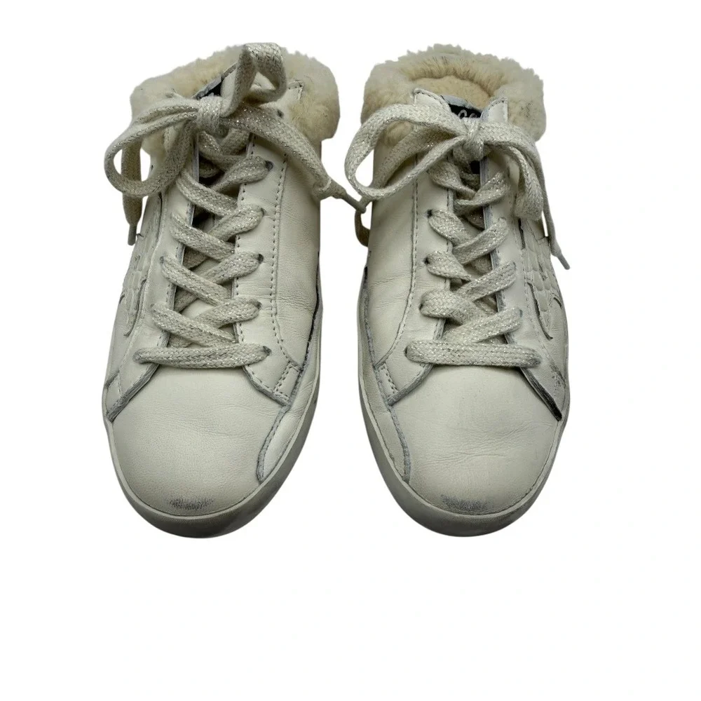 Golden Goose Sneaker Women & Beige Super Star Sabot Leather‎ Lamb Shearling Mule